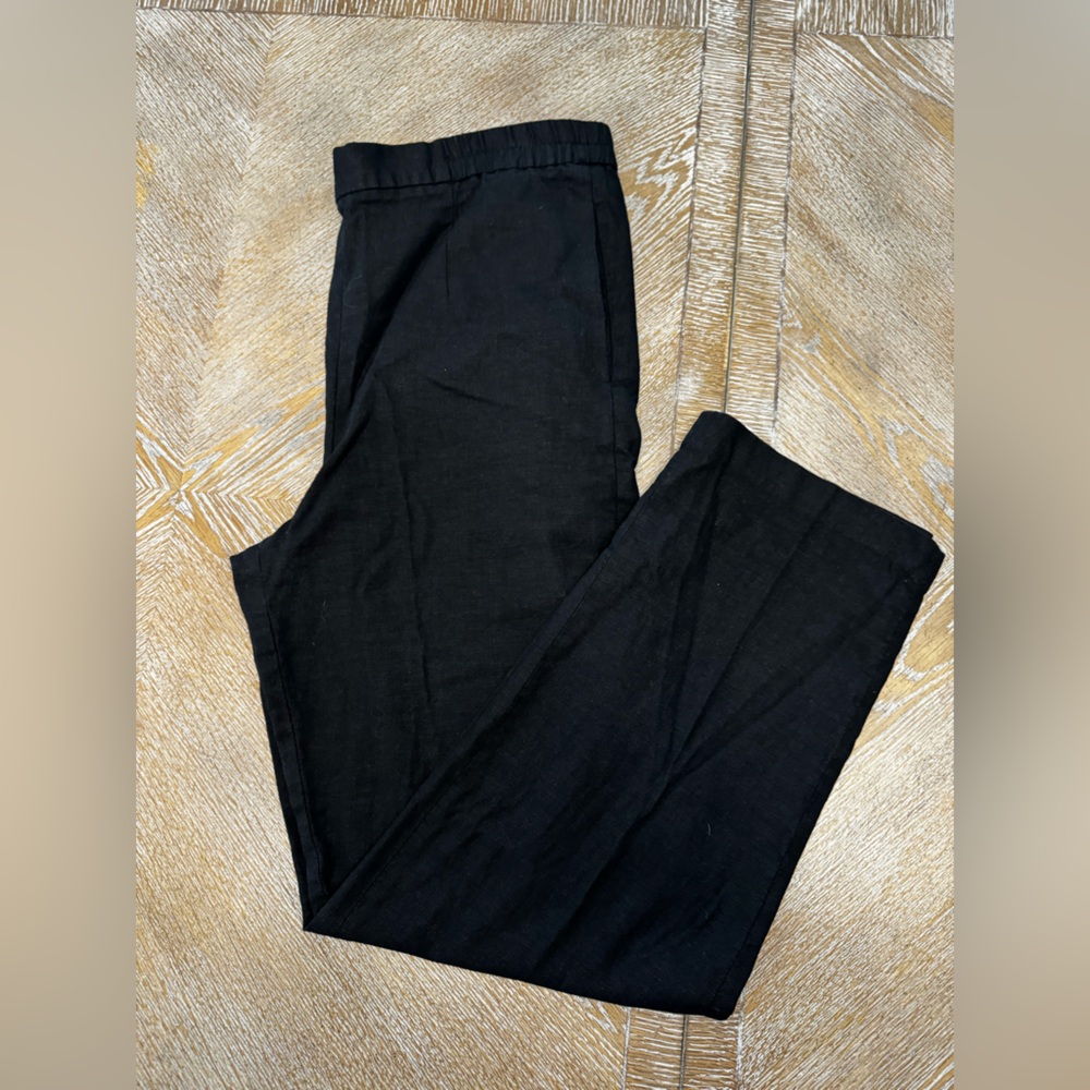 Talbots Black Straight Leg Sz 12 Pants Elastic Waist 34” Inseam 29” Pockets